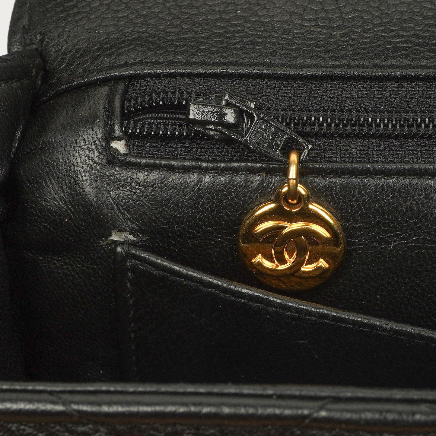 Chanel Kelly Black Quilted Caviar Leather Top Handle Bag With 24K Gold-Plated Hardware, 1996-1997
