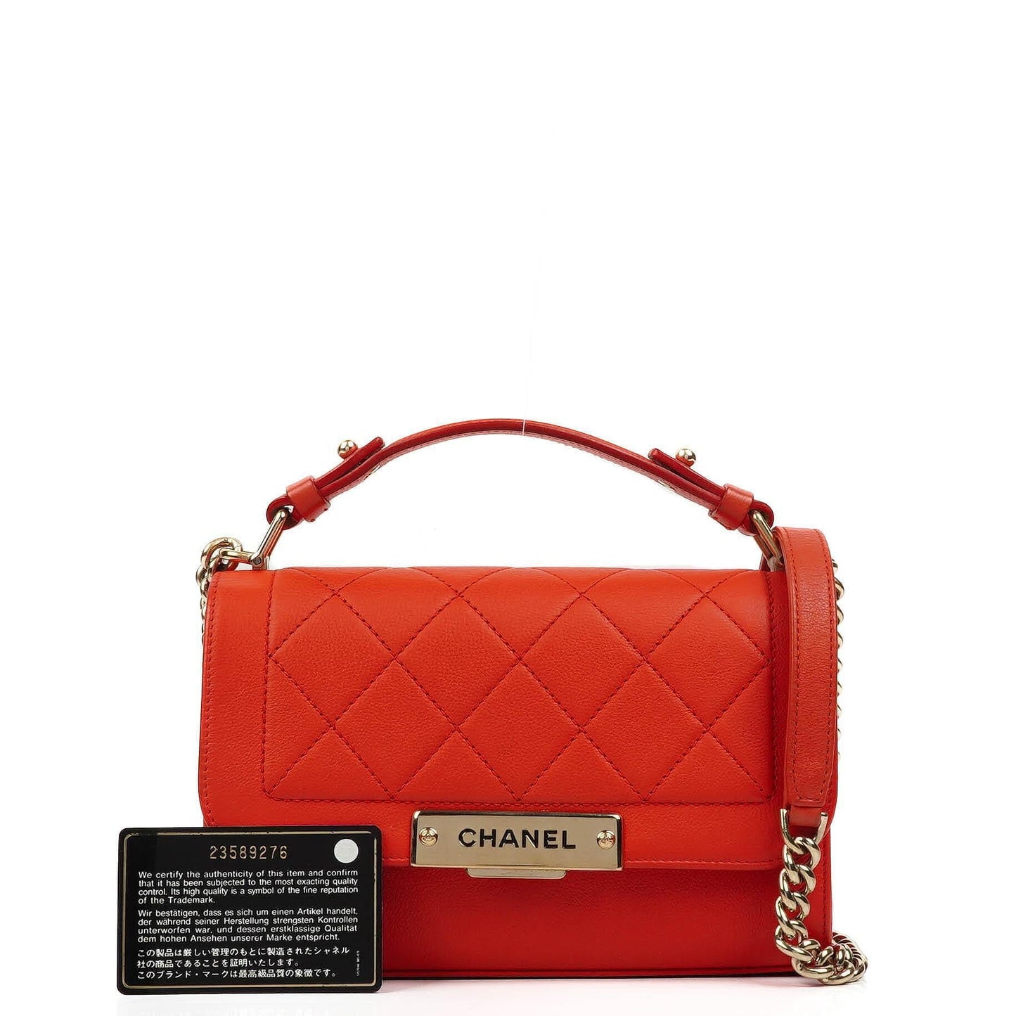 Chanel Label Click Flap Red in Quilted Calfskin With Gold-Tone Hardware