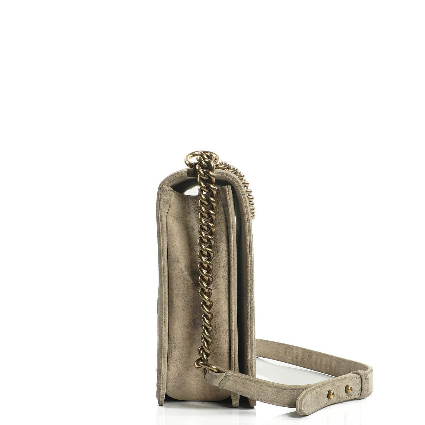Chanel Large Boy 2013 Metiers D’Art Neutral Quilted Distressed Suede Flap Bag With Aged Gold Hardware