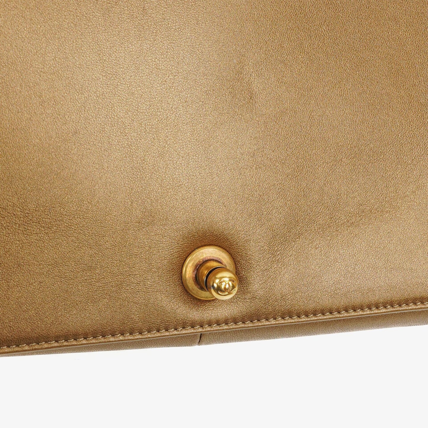 Chanel Large Boy Gold Metalic Quilted Flap Bag With Aged Gold Hardware