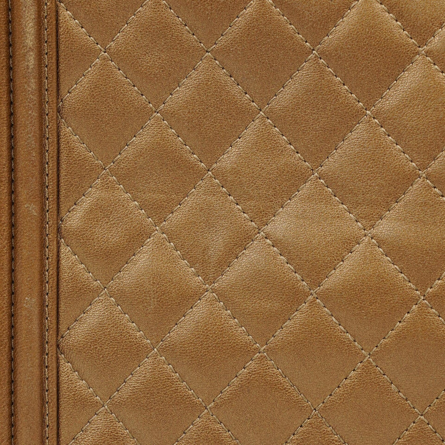 Chanel Large Boy Gold Metalic Quilted Flap Bag With Aged Gold Hardware