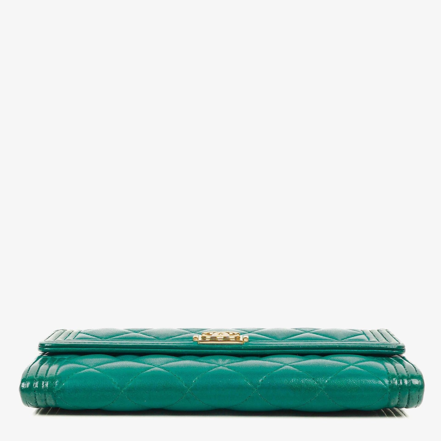 Chanel Large Boy Gusset Metallic Turquoise Lambskin Quilted Flap Wallet