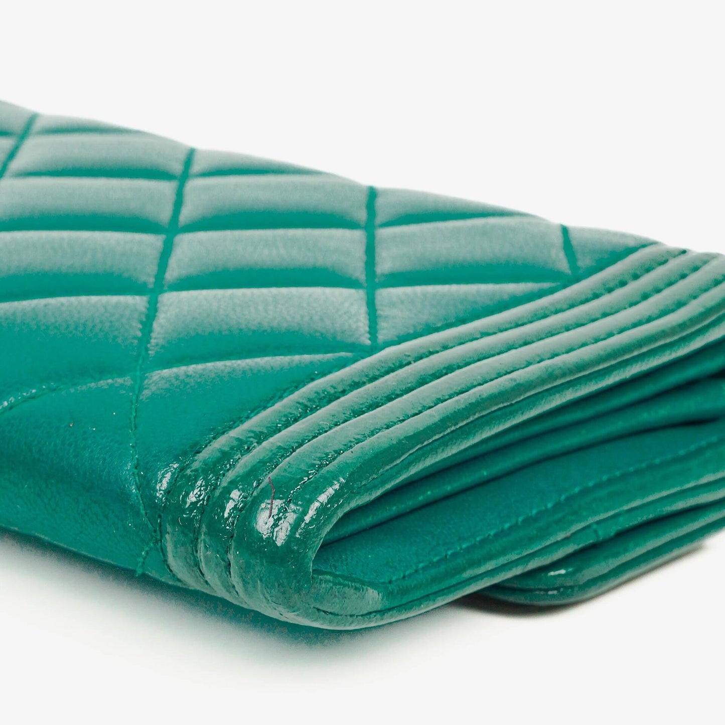 Chanel Large Boy Gusset Metallic Turquoise Lambskin Quilted Flap Wallet