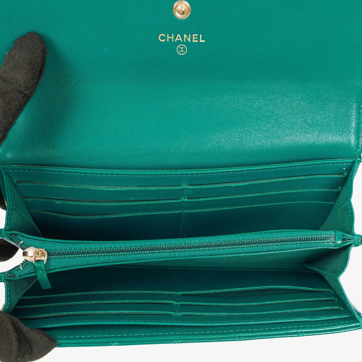 Chanel Large Boy Gusset Metallic Turquoise Lambskin Quilted Flap Wallet