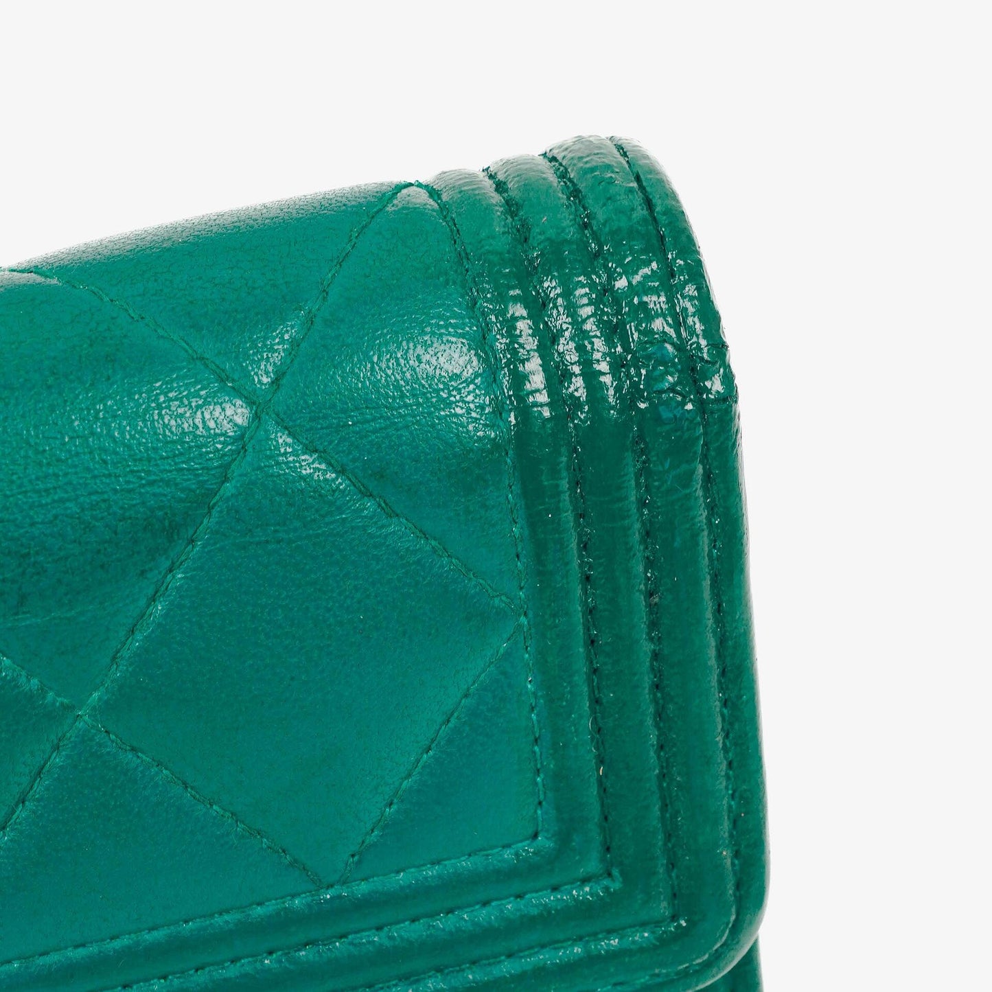Chanel Large Boy Gusset Metallic Turquoise Lambskin Quilted Flap Wallet