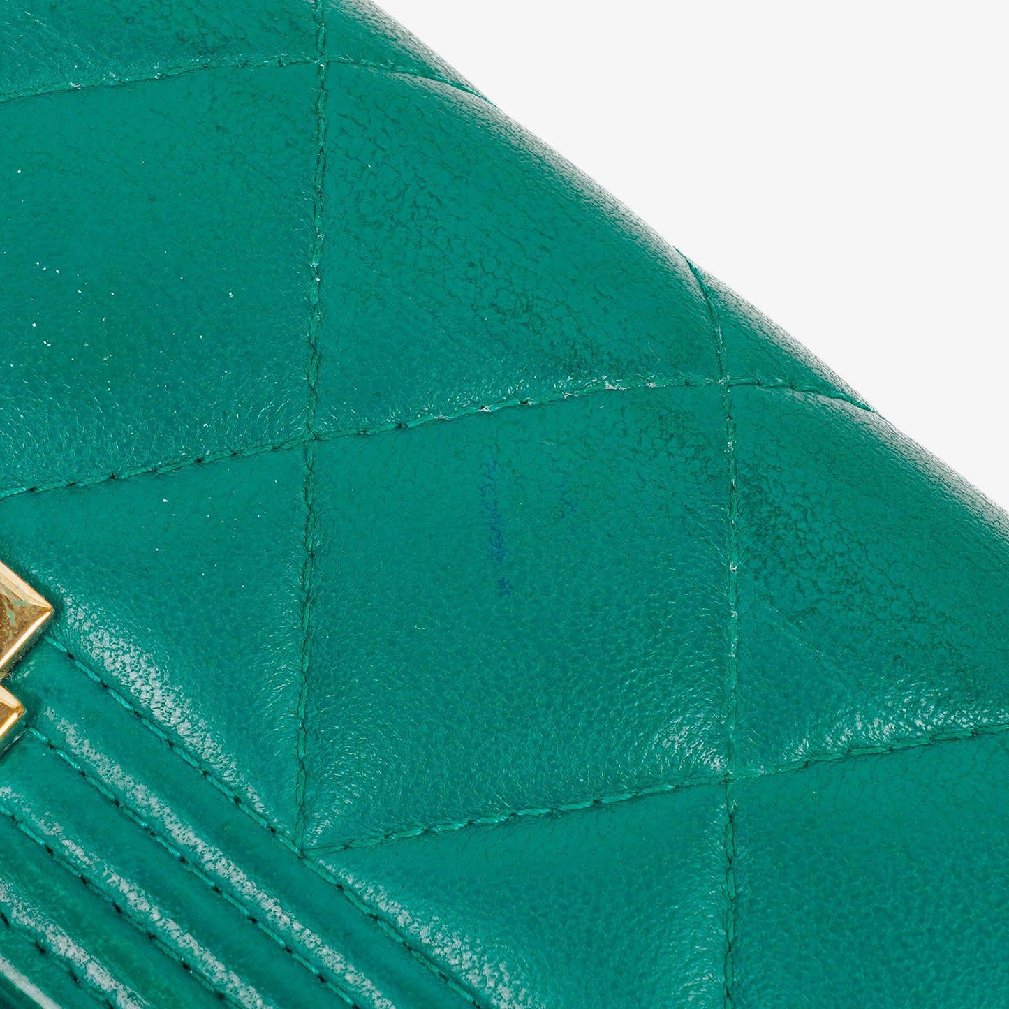 Chanel Large Boy Gusset Metallic Turquoise Lambskin Quilted Flap Wallet