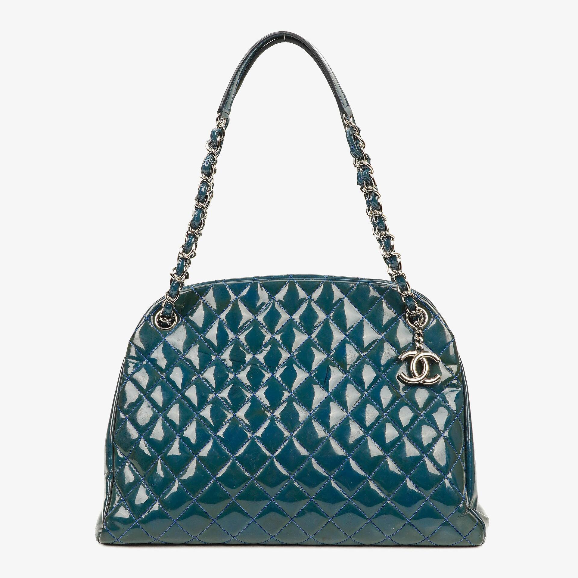 Chanel Large Just Mademoiselle Patent Quilted Bowling Bag