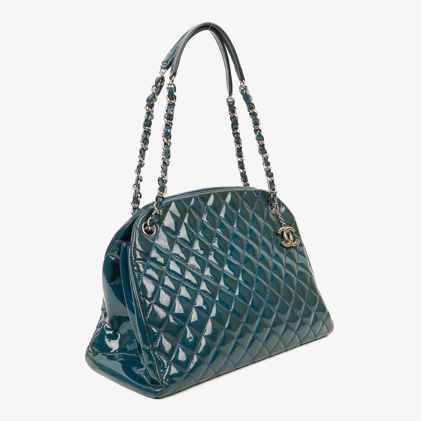 Chanel Large Just Mademoiselle Patent Quilted Bowling Bag