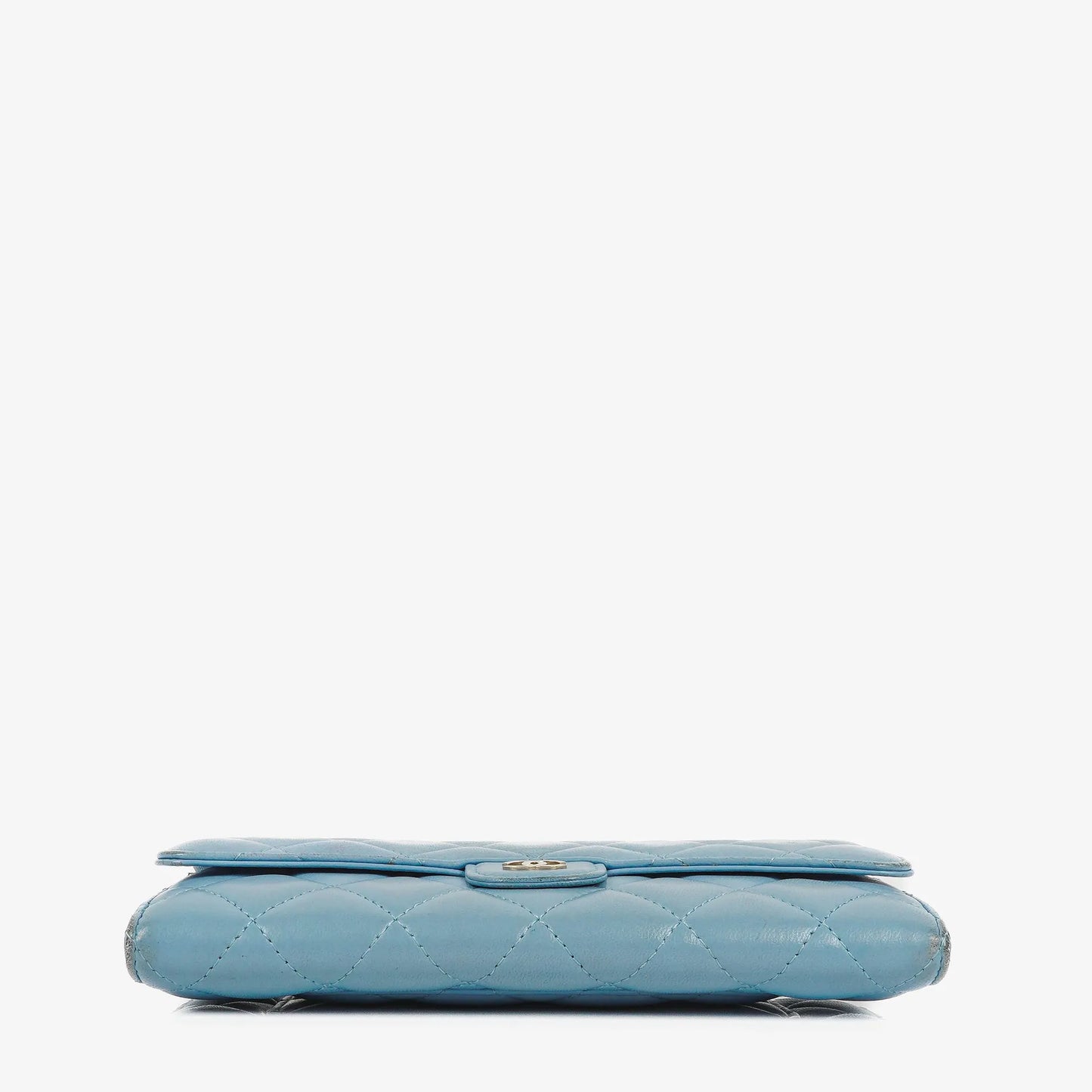 Chanel Large Quillted Lambskin Light Blue Flap Wallet