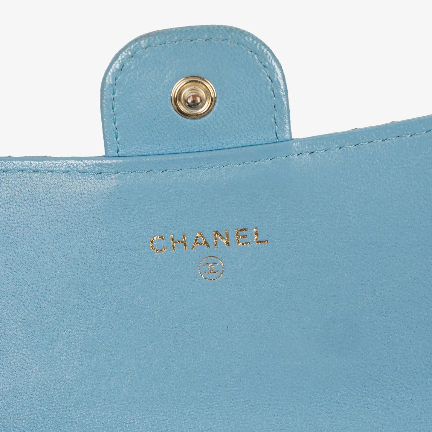 Chanel Large Quillted Lambskin Light Blue Flap Wallet