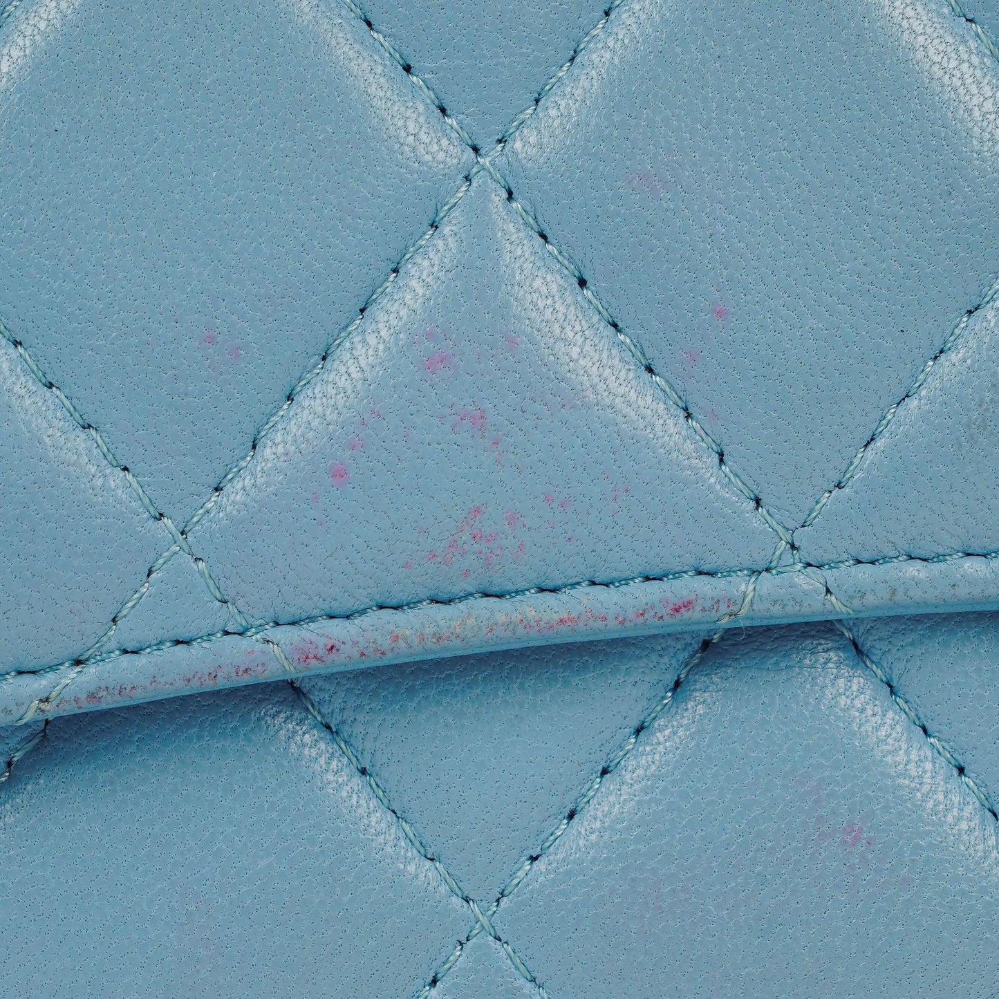 Chanel Large Quillted Lambskin Light Blue Flap Wallet