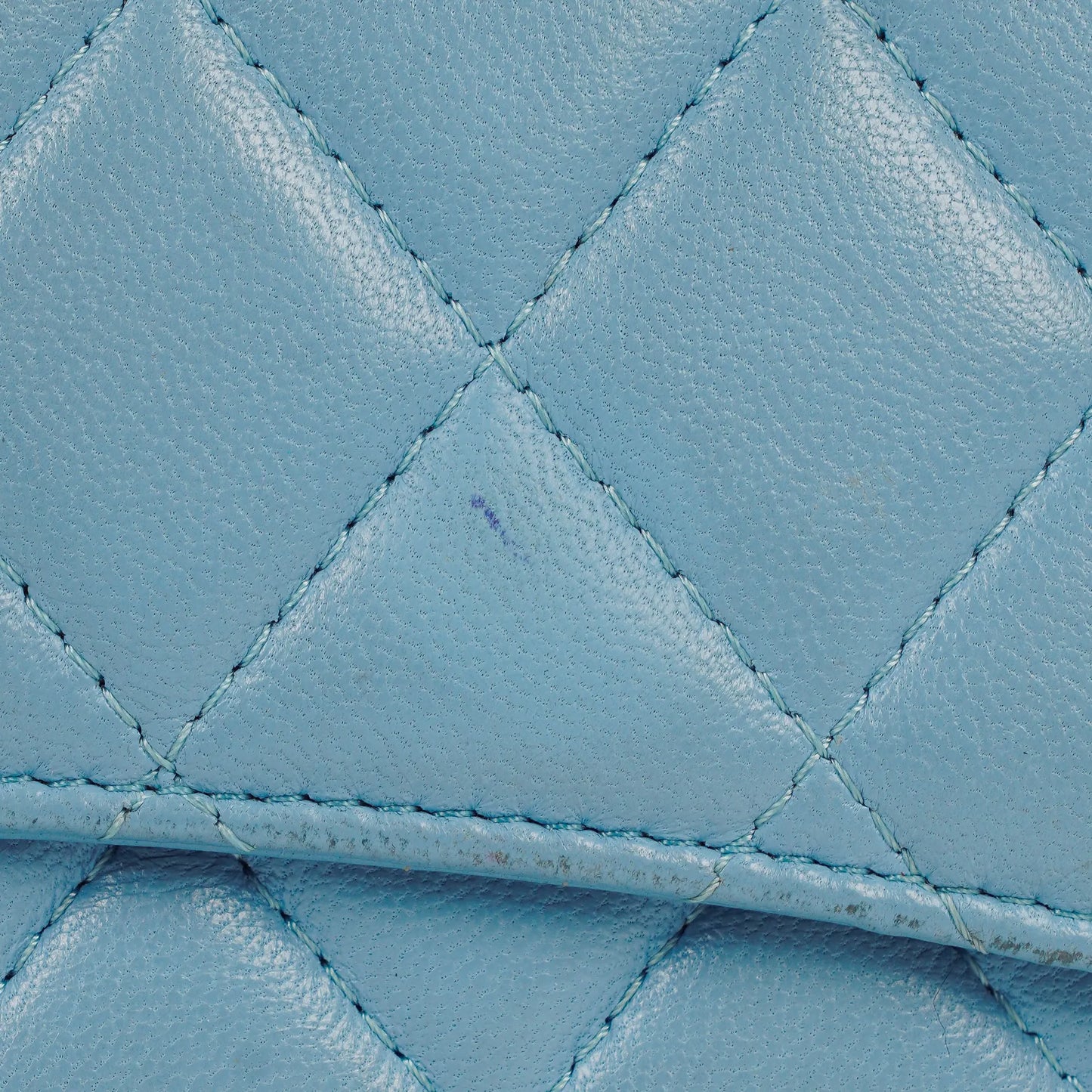 Chanel Large Quillted Lambskin Light Blue Flap Wallet