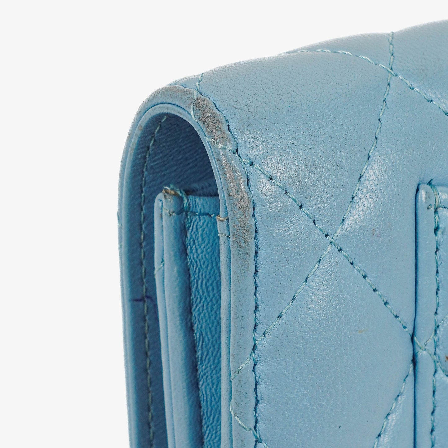 Chanel Large Quillted Lambskin Light Blue Flap Wallet