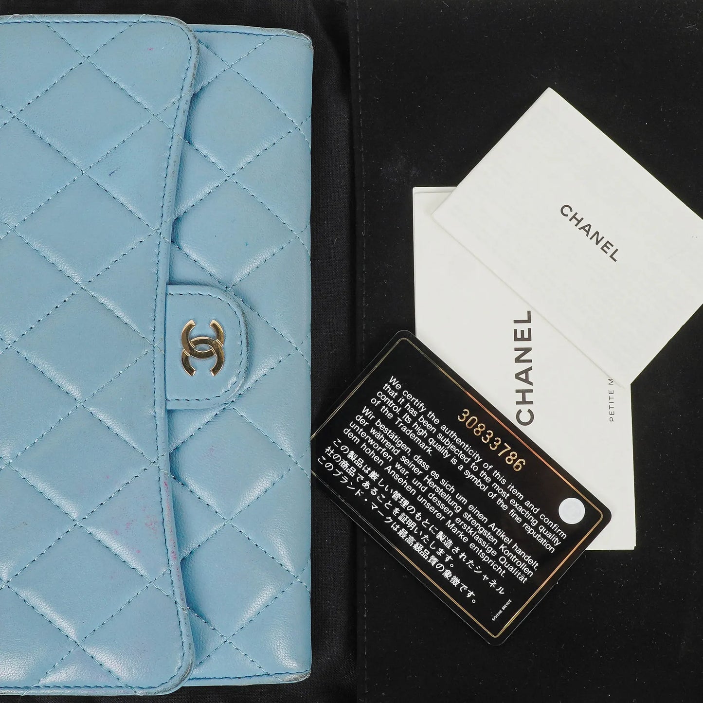 Chanel Large Quillted Lambskin Light Blue Flap Wallet