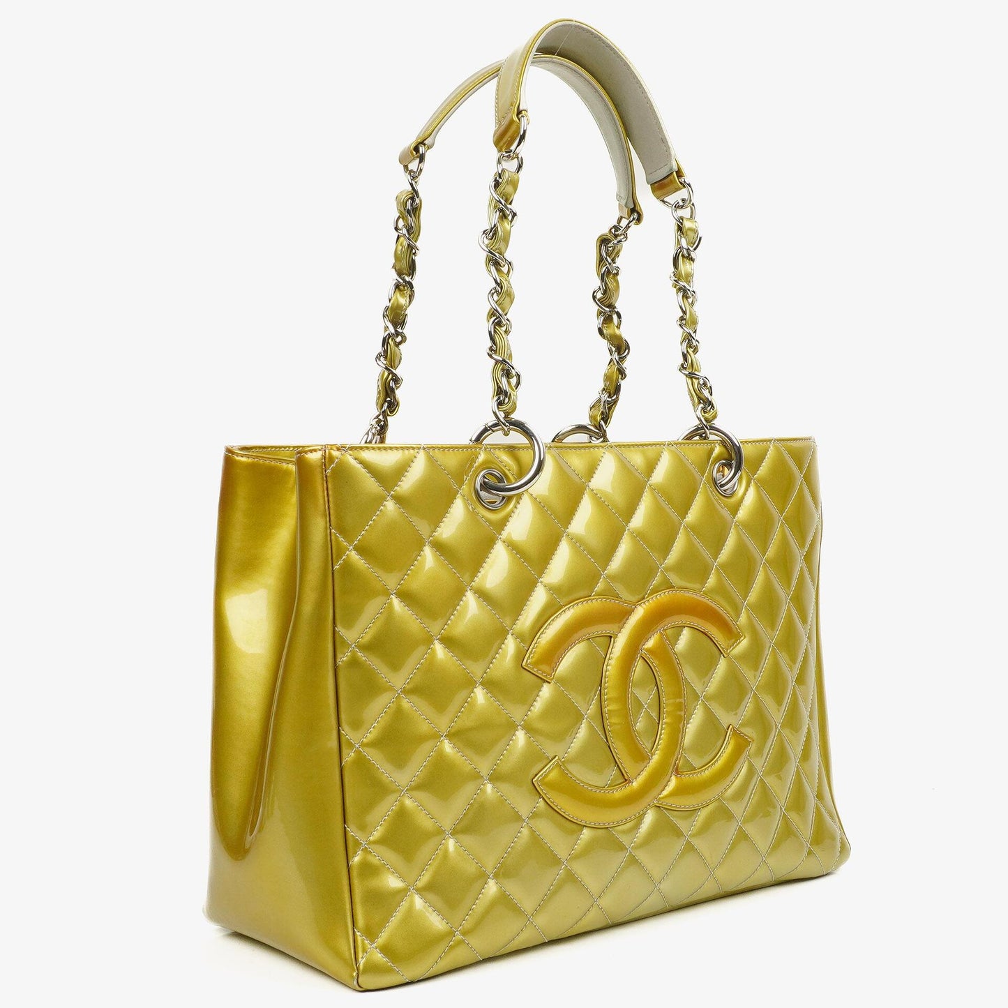 Chanel Large Quilted Patent Leather Tote Bag