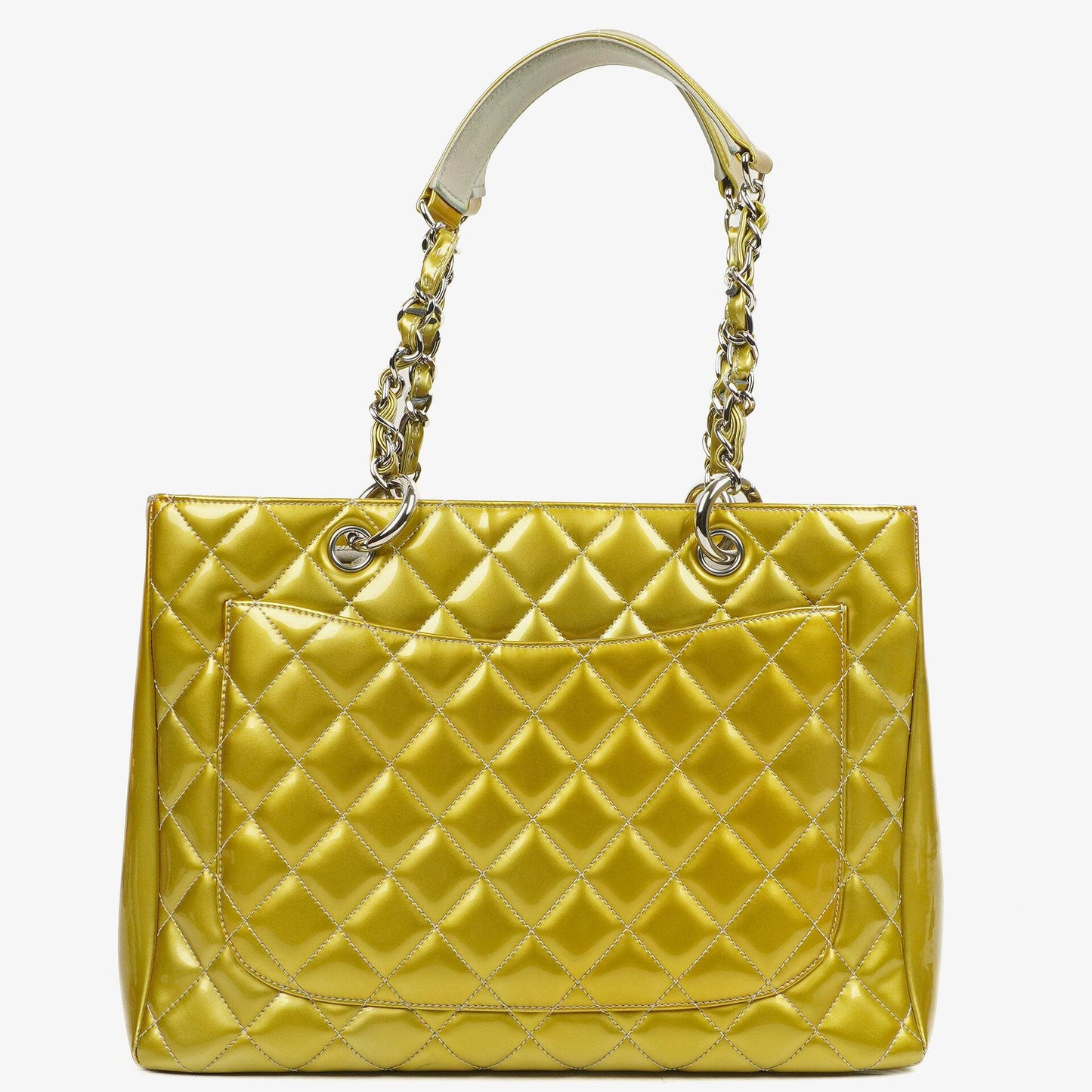 Chanel Large Quilted Patent Leather Tote Bag
