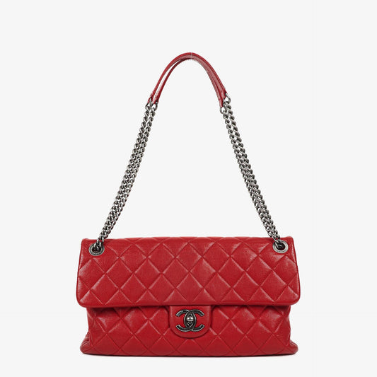 Chanel Large Simply CC Rue Cambon Red Shiny Calfskin Flap Bag
