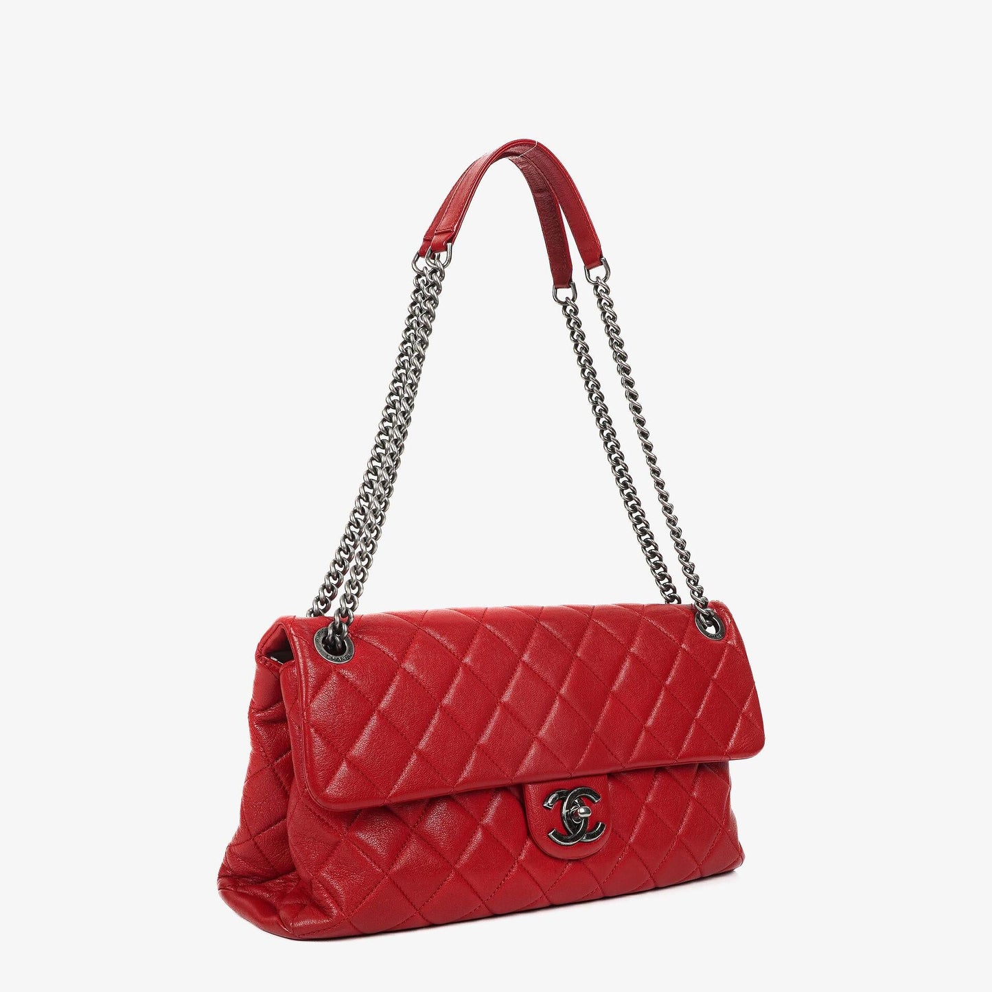 Chanel Large Simply CC Rue Cambon Red Shiny Calfskin Flap Bag