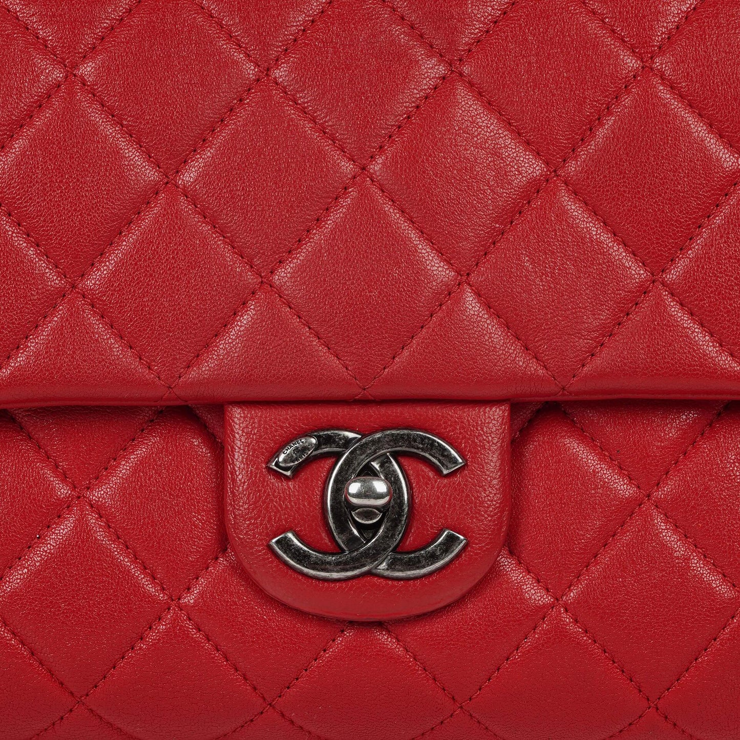 Chanel Large Simply CC Rue Cambon Red Shiny Calfskin Flap Bag
