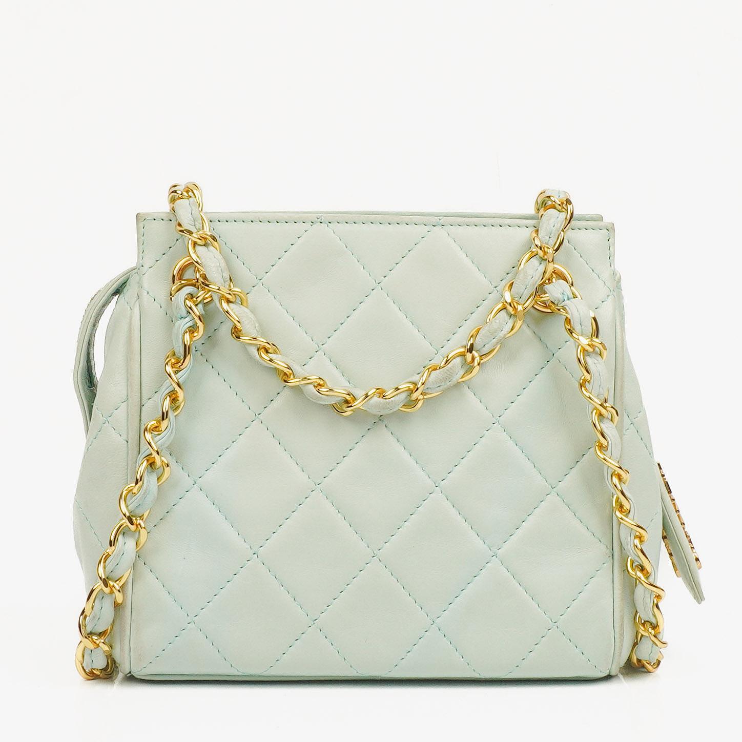 Chanel Light Blue Matelasse Chain Mini Bag