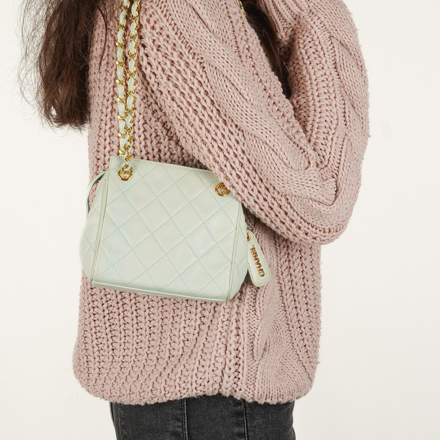 Chanel Light Blue Matelasse Chain Mini Bag