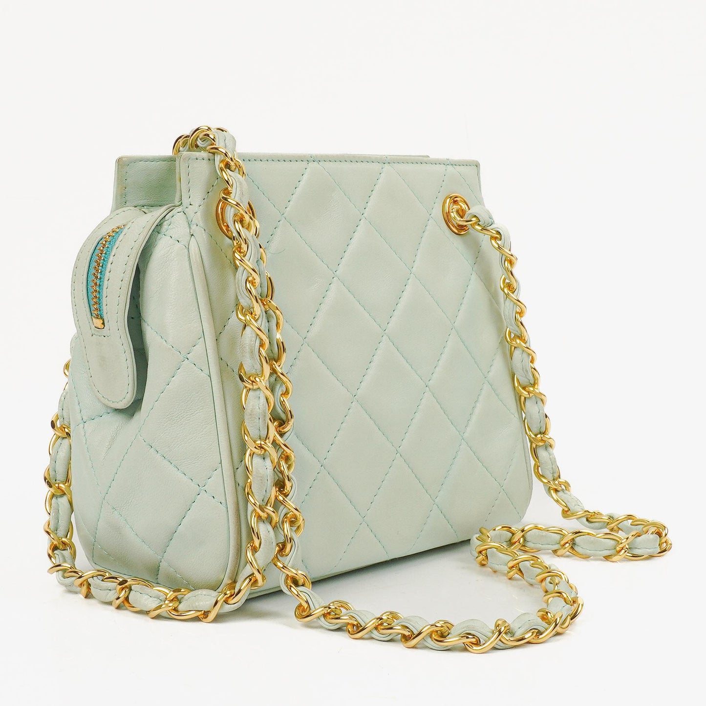 Chanel Light Blue Matelasse Chain Mini Bag