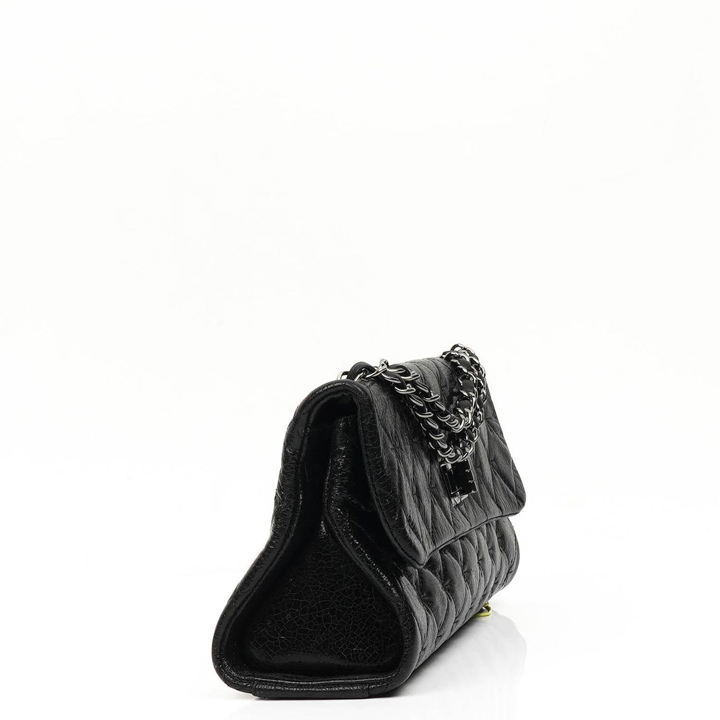 Chanel Mademoiselle Flap Bag In Glazed Crackled Calfskin And Silver-Tone Hardware