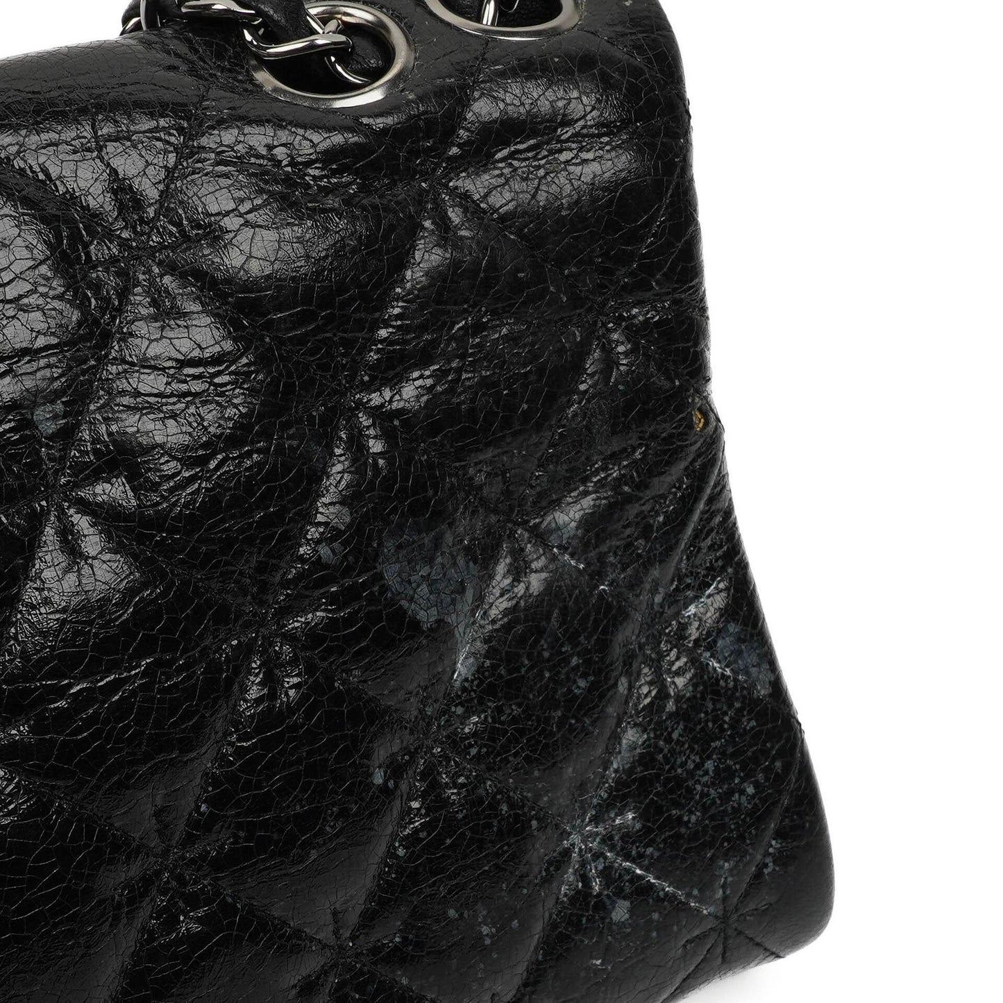 Chanel Mademoiselle Flap Bag In Glazed Crackled Calfskin And Silver-Tone Hardware