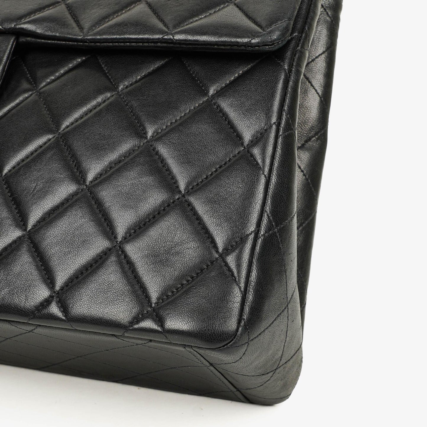 Chanel Maxi Jumbo CC Classic Single Flap Bag Black Quilted Lambskin 24K Gold-Plated Hardware