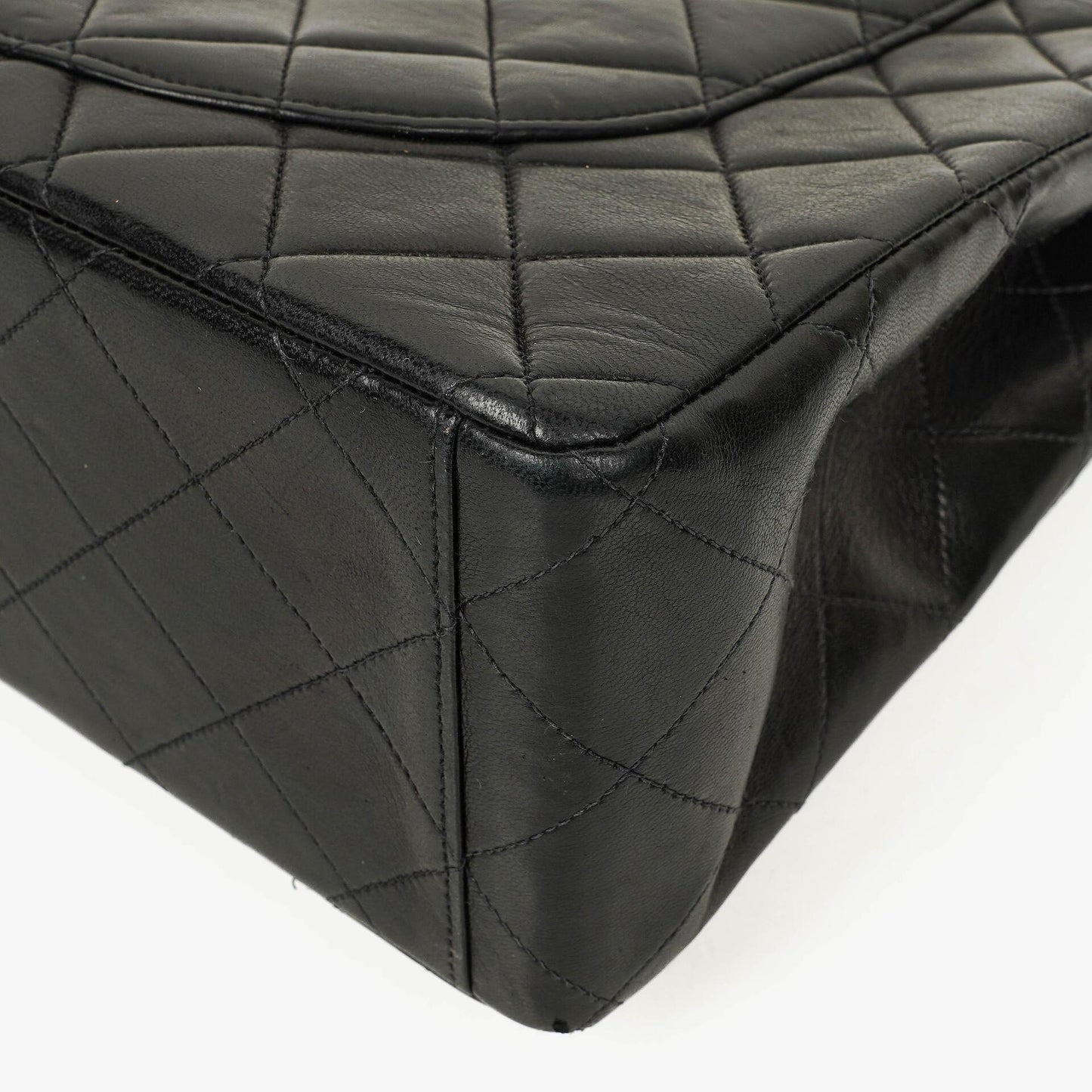 Chanel Maxi Jumbo CC Classic Single Flap Bag Black Quilted Lambskin 24K Gold-Plated Hardware