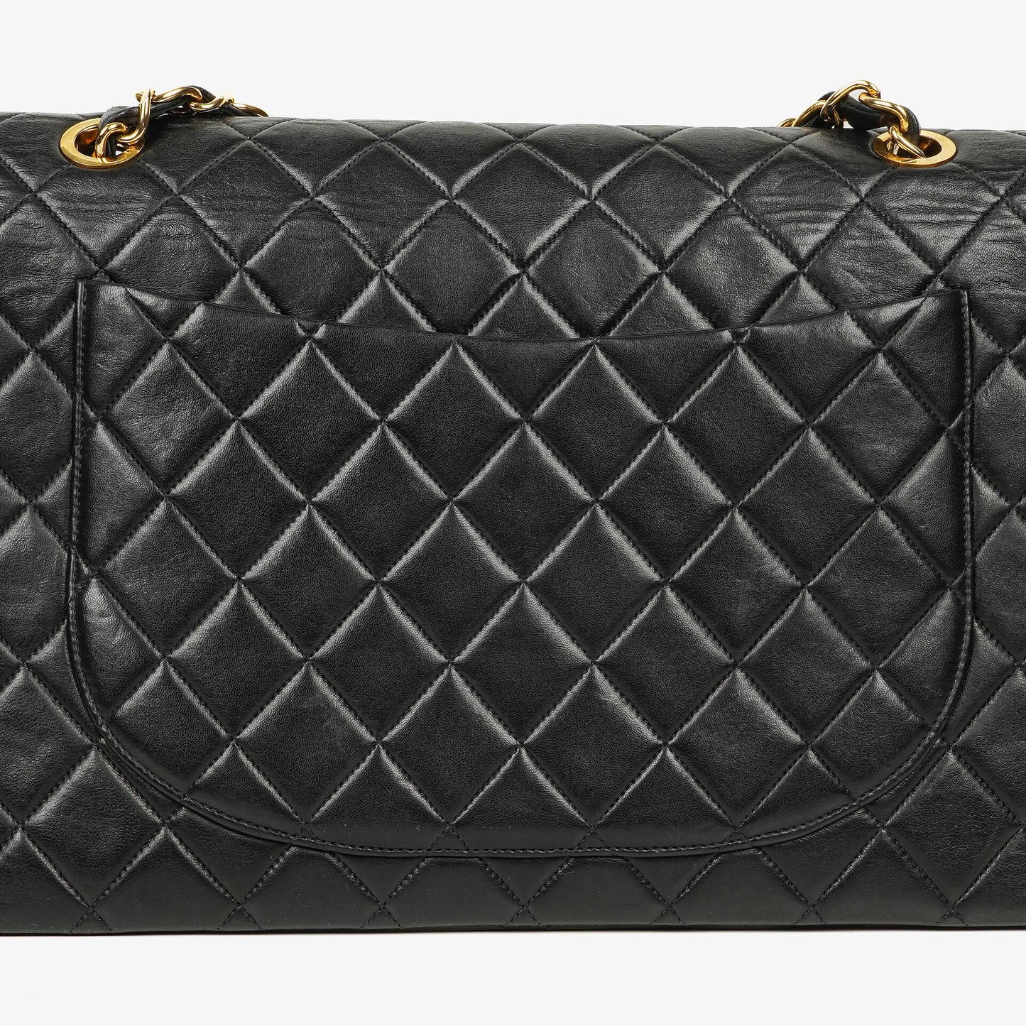 Chanel Maxi Jumbo CC Classic Single Flap Bag Black Quilted Lambskin 24K Gold-Plated Hardware