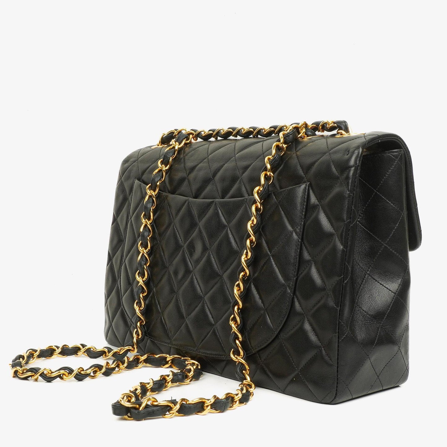 Chanel Maxi Jumbo Classic Single Flap Bag Black Quilted Lambskin 24K Gold-Plated Hardware