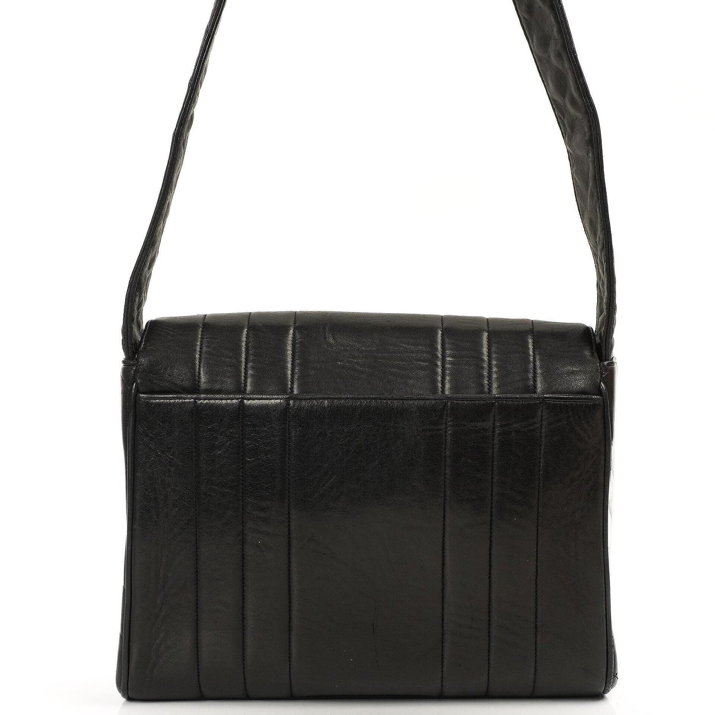 Chanel Maxi Logo Crossbody Flap Bag Black Vertical Quilted Lambskin 24K Gold-Plated Hardware