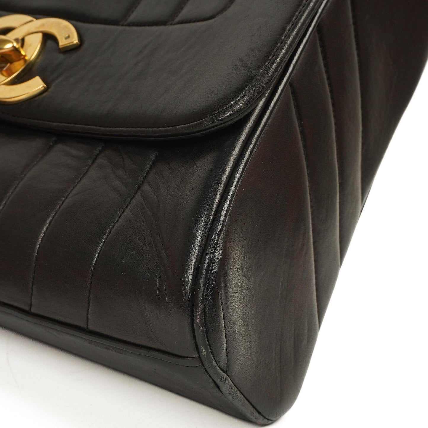 Chanel Maxi Logo Crossbody Flap Bag Black Vertical Quilted Lambskin 24K Gold-Plated Hardware