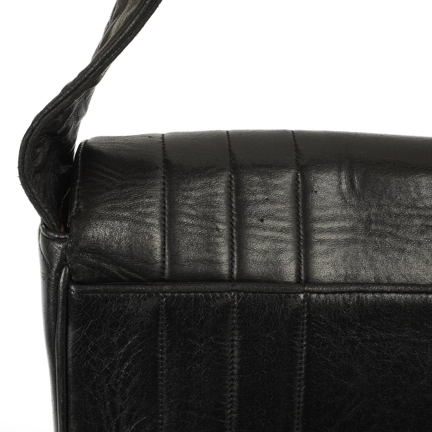 Chanel Maxi Logo Crossbody Flap Bag Black Vertical Quilted Lambskin 24K Gold-Plated Hardware
