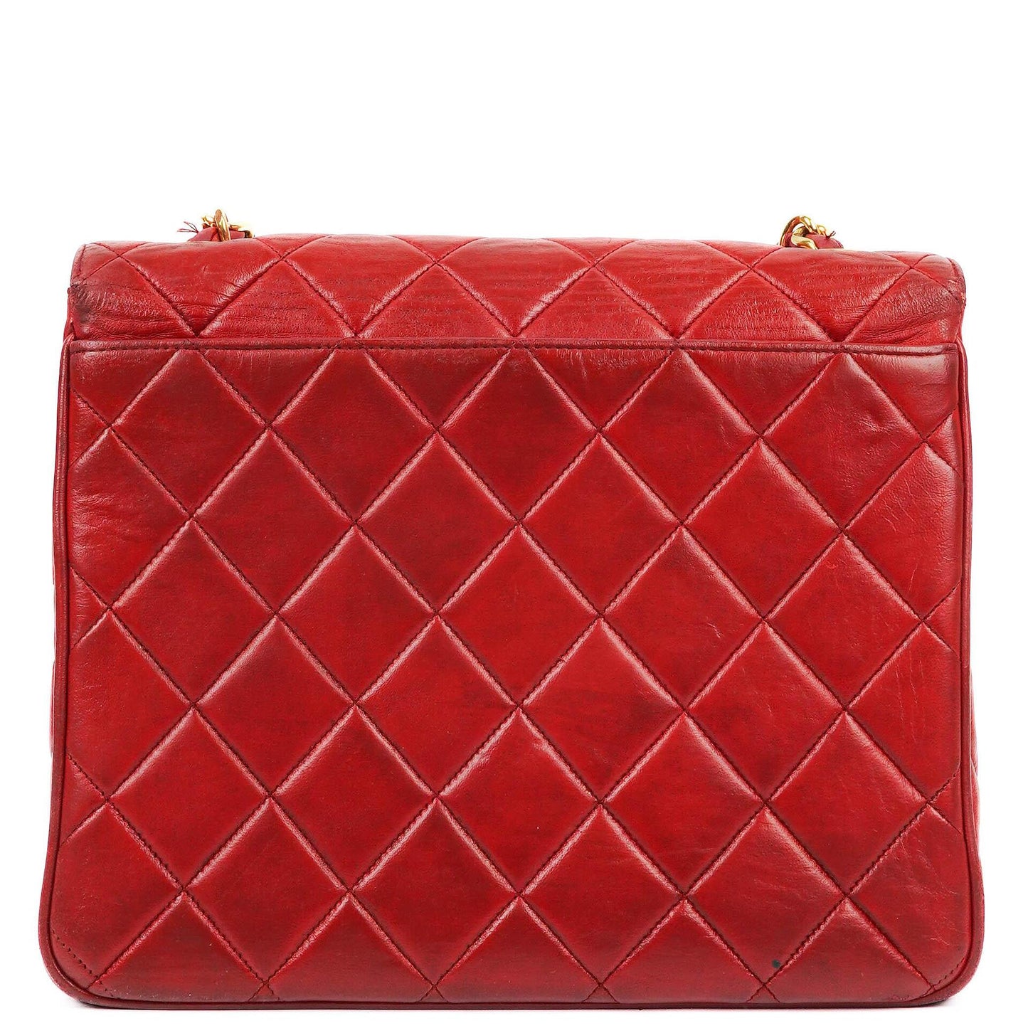 Chanel Maxi Logo Flap Bag in Red Quilted Lambskin and 24k Gold Plated Hardware