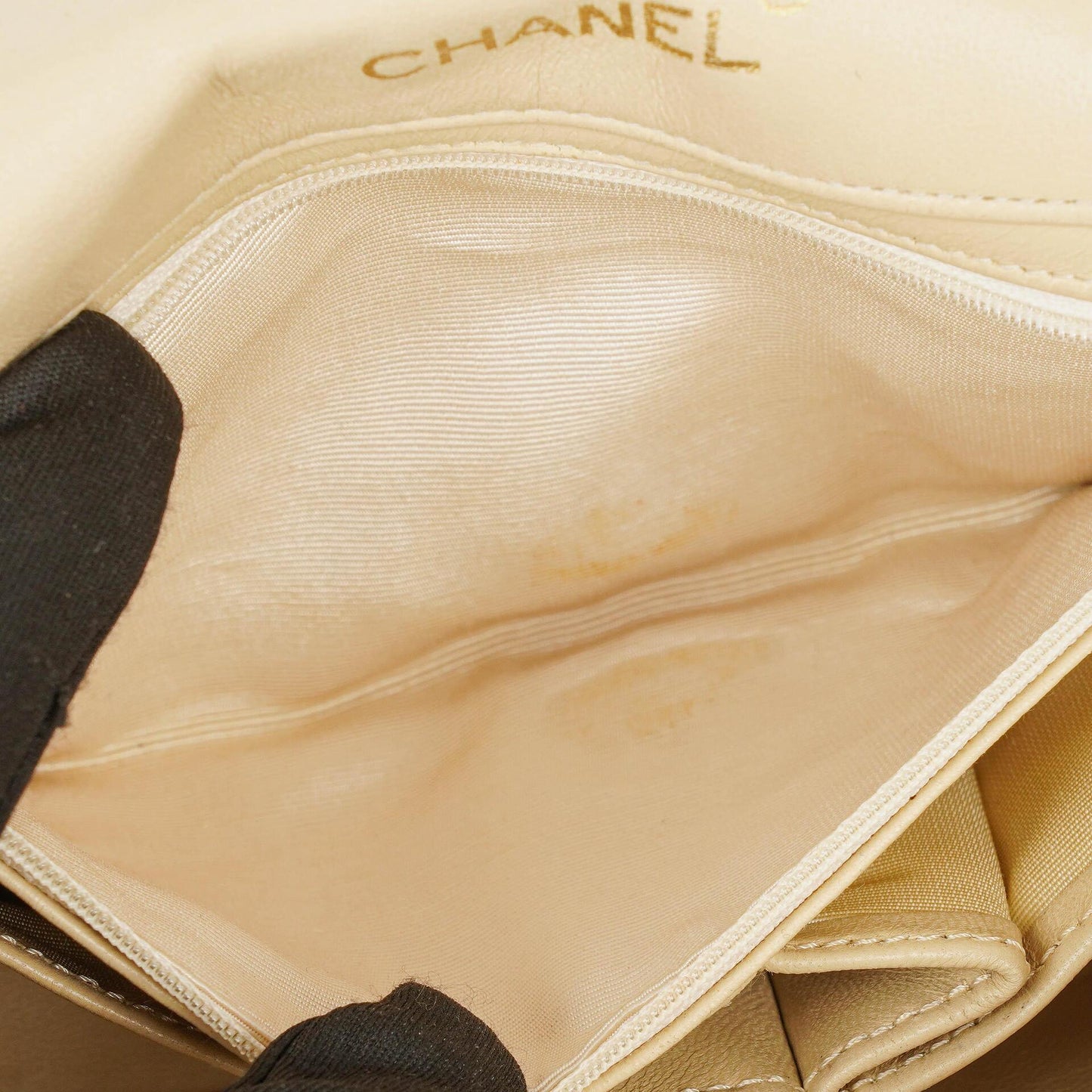 Chanel Maxi Logo Full Flap Bag Beige Quilted Leather With 24K Gold-Plated Hardware