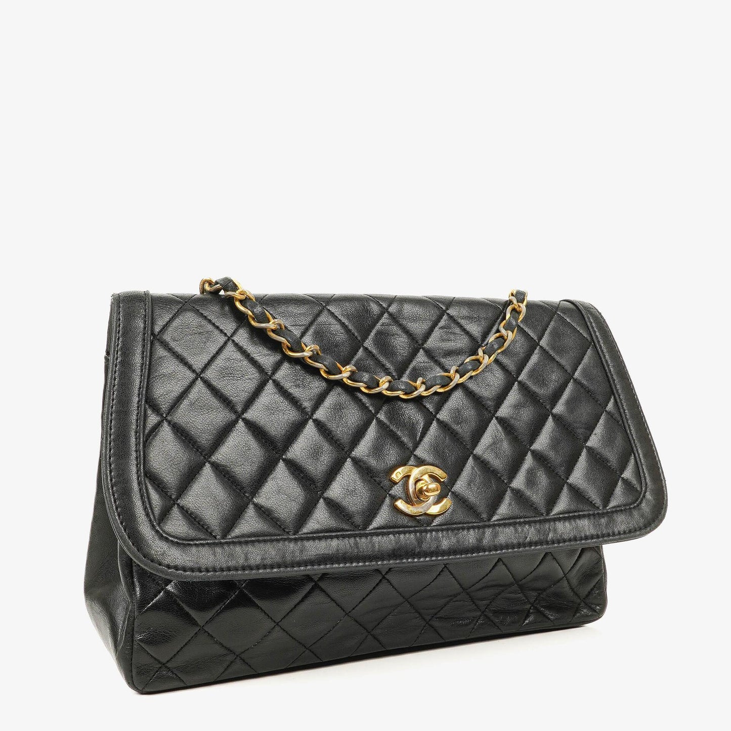 Chanel Medium Black Lambskin Quilted Single Flap Bag 24K Gold-Plated Hardware