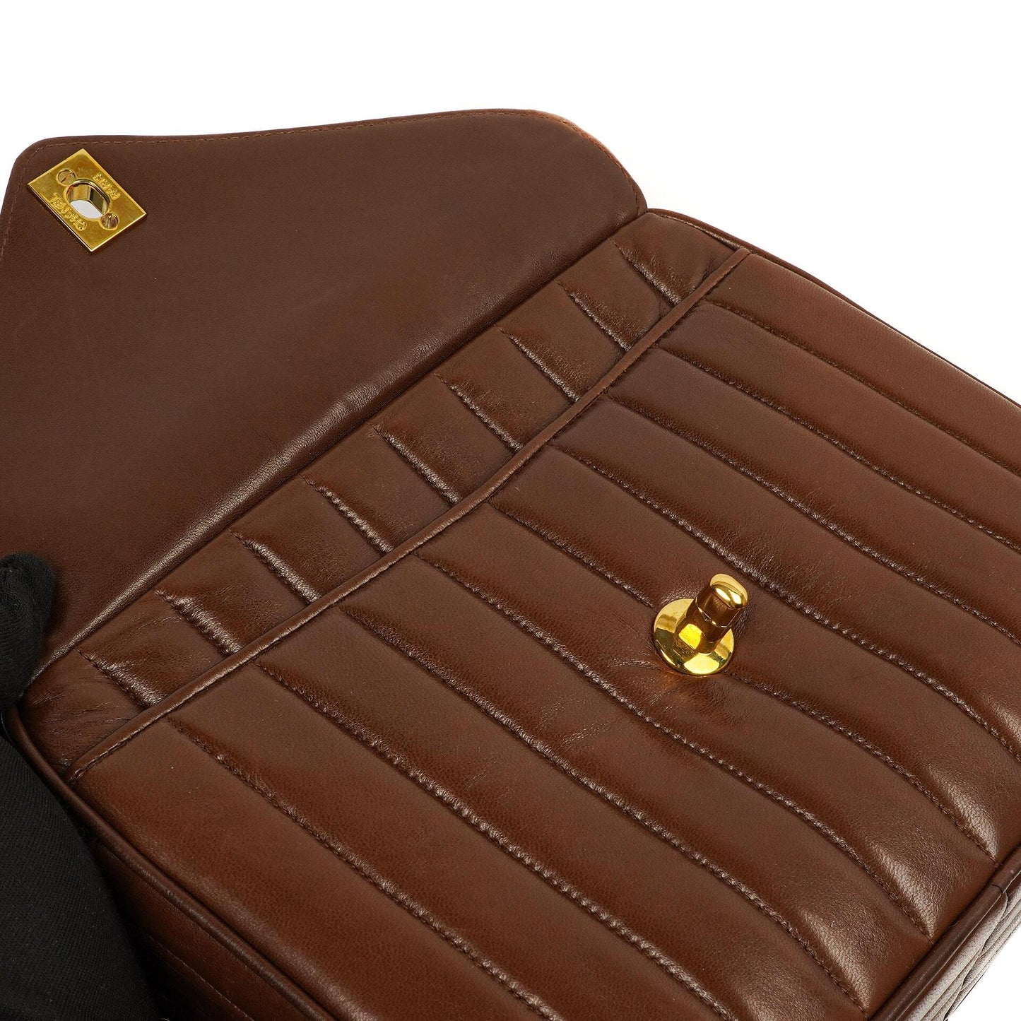 Chanel Medium Camera Tassel Brown Vertical Quilted Lambskin CC Flap Shoulder Bag 24K Gold-Plated Hardware, 1994-1996