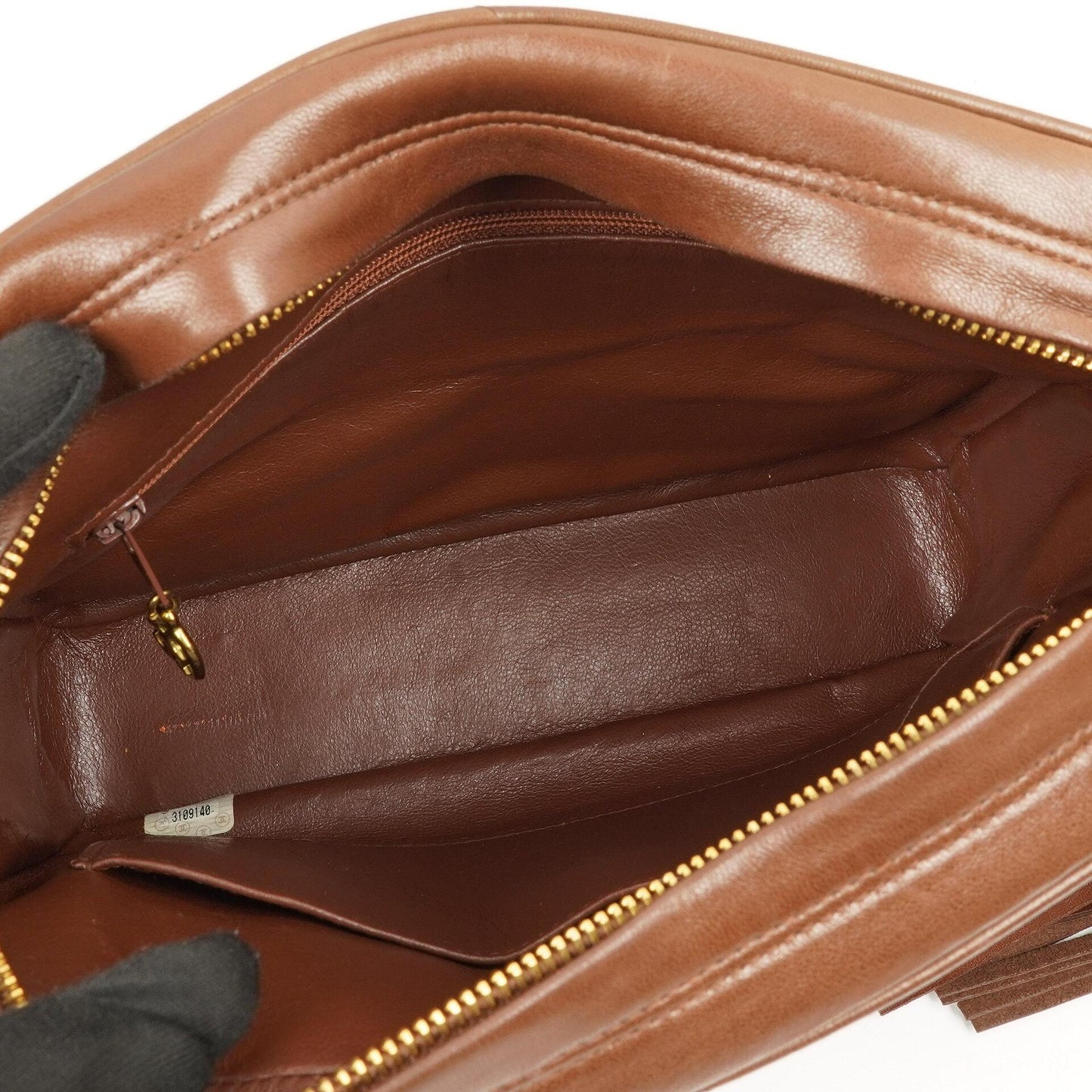 Chanel Medium Camera Tassel Brown Vertical Quilted Lambskin CC Flap Shoulder Bag 24K Gold-Plated Hardware, 1994-1996