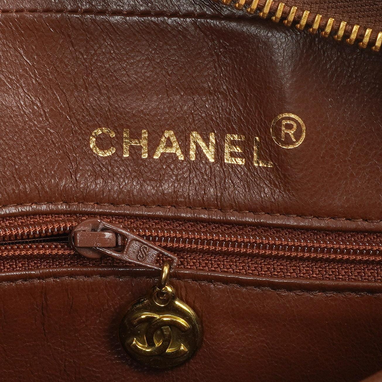 Chanel Medium Camera Tassel Brown Vertical Quilted Lambskin CC Flap Shoulder Bag 24K Gold-Plated Hardware, 1994-1996