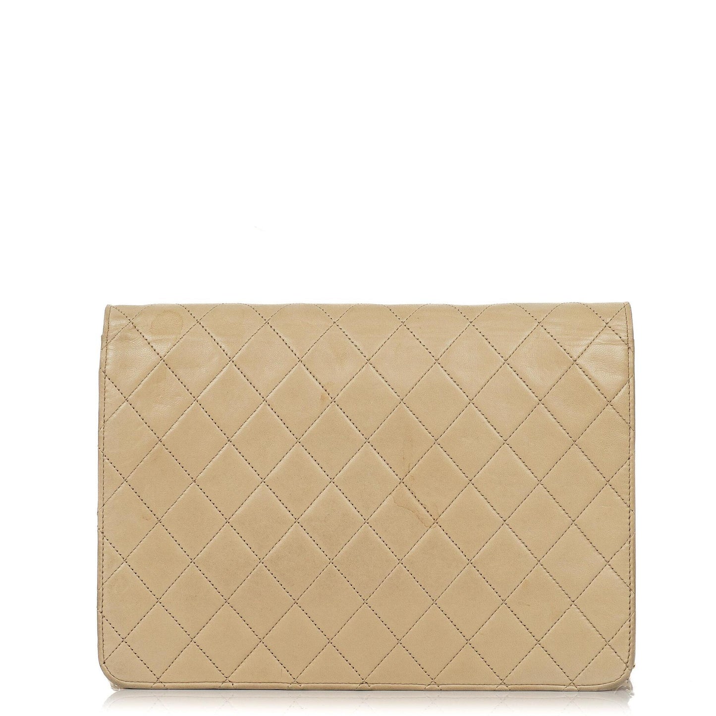 Chanel Medium Classic Beige Ivory Quilted Lambskin Single Flap Bag With 24K Gold-Plated Hardware