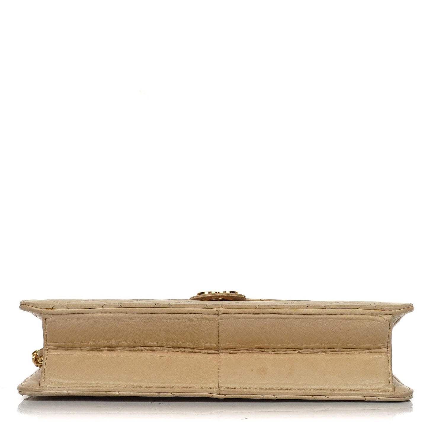 Chanel Medium Classic Beige Ivory Quilted Lambskin Single Flap Bag With 24K Gold-Plated Hardware