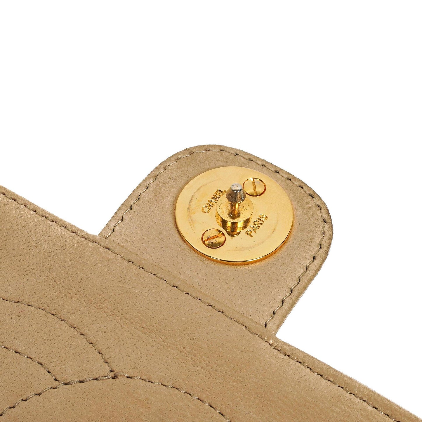 Chanel Medium Classic Beige Ivory Quilted Lambskin Single Flap Bag With 24K Gold-Plated Hardware