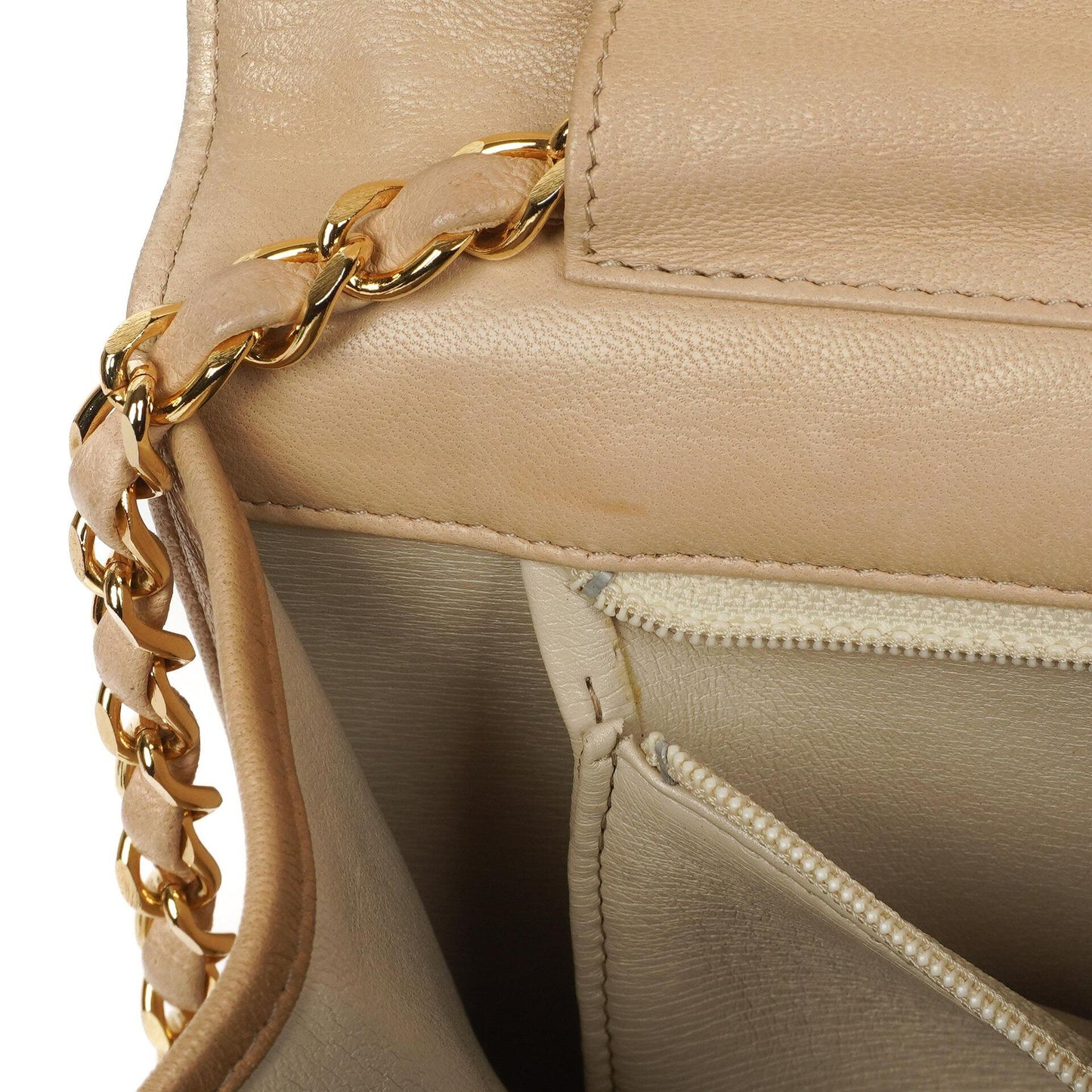 Chanel Medium Classic Beige Ivory Quilted Lambskin Single Flap Bag With 24K Gold-Plated Hardware