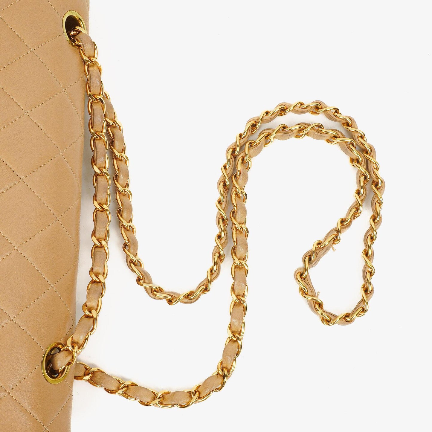 Chanel Medium Classic Beige Quilted Leather Double Flap Bag With 24K Gold-Tone Hardware