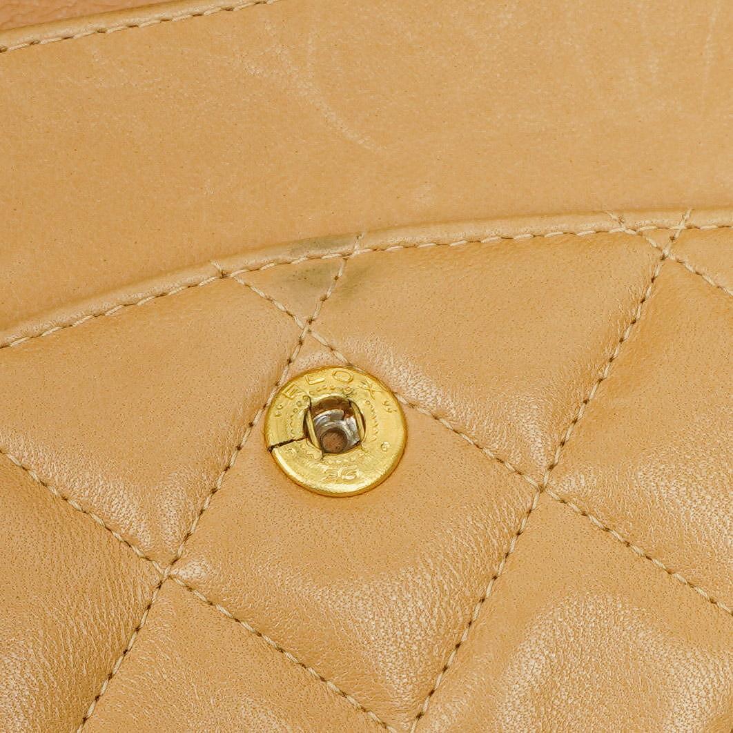 Chanel Medium Classic Beige Quilted Leather Double Flap Bag With 24K Gold-Tone Hardware