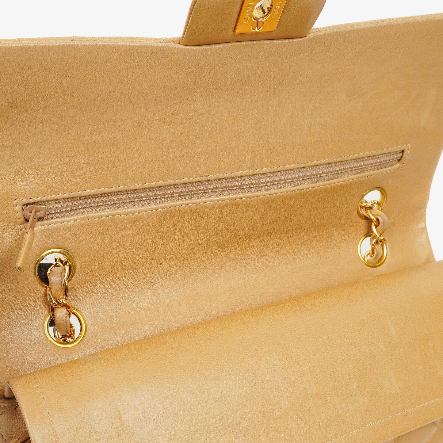 Chanel Medium Classic Beige Quilted Leather Double Flap Bag With 24K Gold-Tone Hardware