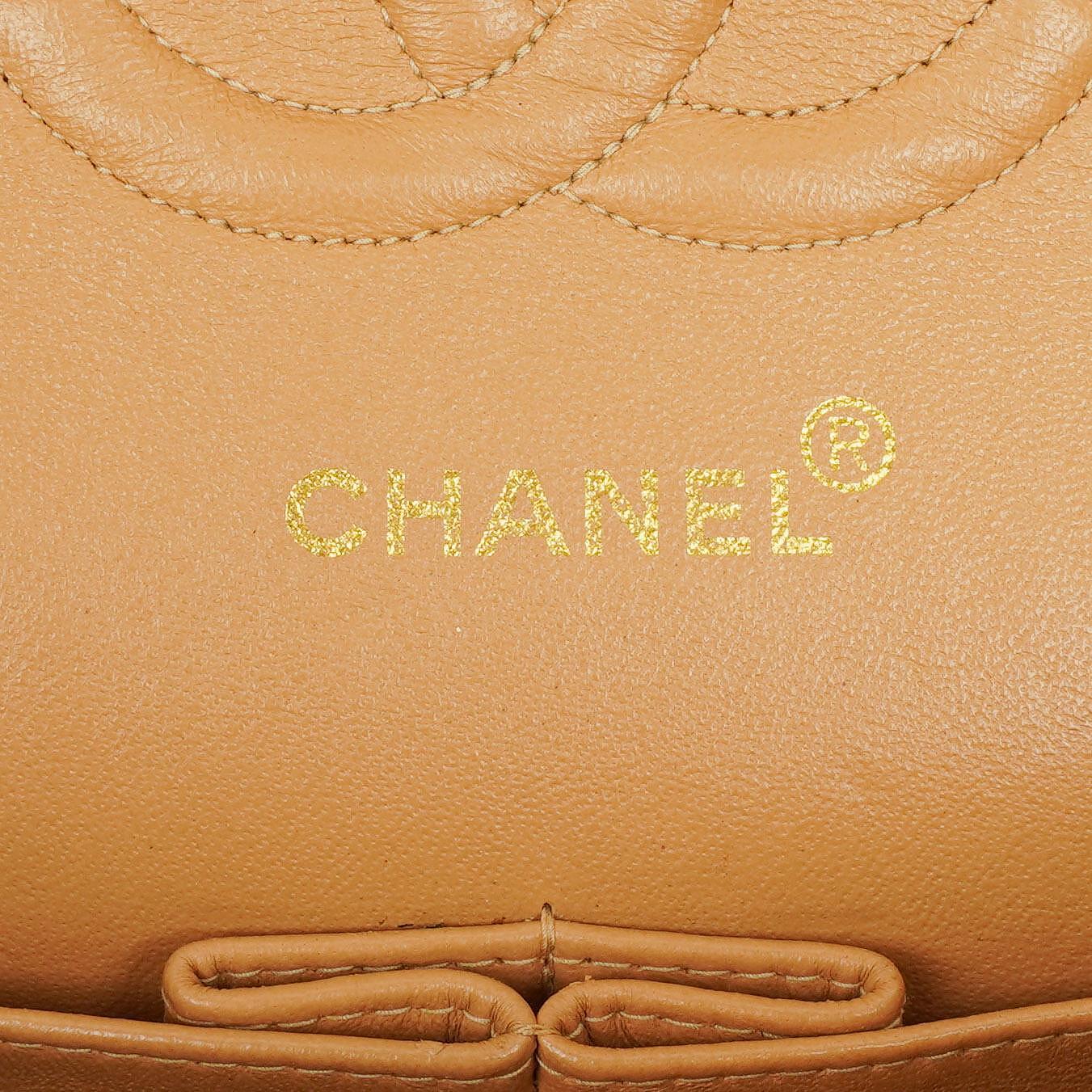 Chanel Medium Classic Beige Quilted Leather Double Flap Bag With 24K Gold-Tone Hardware
