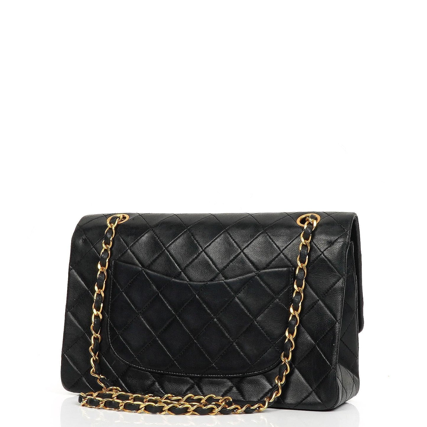 Chanel Medium Classic Black Quilted Lambskin Double Flap Bag With 24K Gold-Plated Hardware